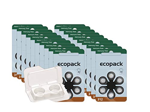 120x Ecopack Hörgerätebatterien Typ 312 – Mercury Free, Zinc Air PR41 (ZL3) – Langlebige Hörgeräte Batterie – Kompatibel mit Oticon, Siemens, Phonak, Widex & Mehr von wns-emg-world