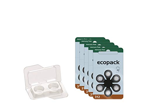 30x Ecopack Hörgerätebatterien Typ 312 – Mercury Free, Zinc Air PR41 (ZL3) – Langlebige & Hörgeräte Batterie – Kompatibel mit Oticon, Siemens, Phonak, Widex & Mehr von wns-emg-world