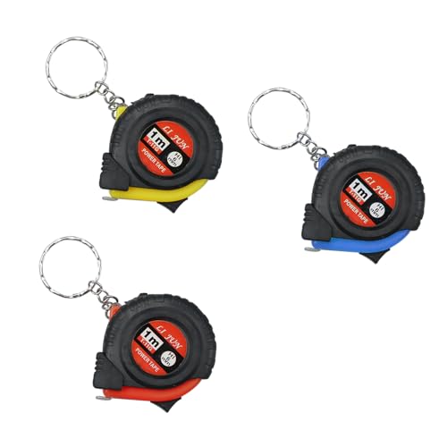 wocpvm 3 Stück Maßband 3FT/1M Kleines Bandmaß mit Schlüsselanhänger Mini Retractable Maßband mit Metrische und Zoll-Skala für Messen Maschinen Möbeln Kleidung Stoff Werkbänke (3 Farben) von wocpvm