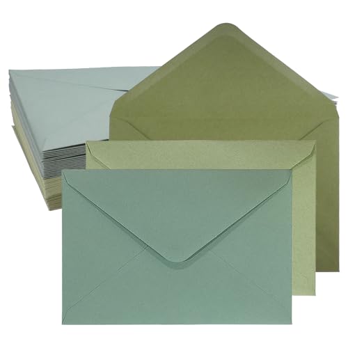 wocpvm 60 Briefumschlag Mint-Grün im Set 13,5 x 19,5 cm umschläge Briefumschläge in Eukalyptus-Grün kleine briefumschläge mini Kuvert für Briefe, Grußkarten (Eukalyptus-Grün 3 Farben) von wocpvm