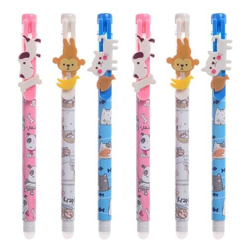 6 Stück Gelstifte Radierbar Set mit Tierkopf, 0.5mm Schwarze /Blau Wegradierbare Stifte mit Radiergummi, Hunde, Katzen, Affen Designs mit Ball,Ende Zum Entfernen Von Tinte für Schule, Büro, Studenten 6 Stück Gelstifte Radierbar Set mit Tierkopf, 0.5mm Schwarze /Blau Wegradierbare Stifte mit Radiergummi, Hunde, Katzen, Affen Designs mit Ball,Ende Zum Entfernen Von Tinte für Schule, Büro, Studenten von wokdsbl