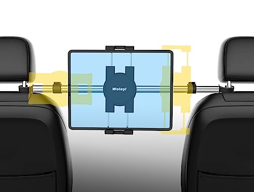 Auto Kopfstützen Tablet Halterung, woleyi Anti Shake KFZ Tablet Kopfstützenhalter mit 360° Drehbar für iPad Pro 9,7, 10,5, 12,9 Air Mini, iPhone, Galaxy Tabs, Switch, mehr 4-13" Handy und Tablet von woleyi