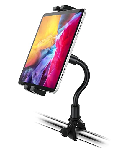 Laufband Tablet Halterung, woleyi Fitnessstudio Heimtrainer Tablet Halter Ständer mit Schwanenhals, für iPad Pro 9.7 10.5 11, Air Mini 5 4 3 2, Galaxy Tabs, iPhone, 4-11" Handys und Tablets von woleyi