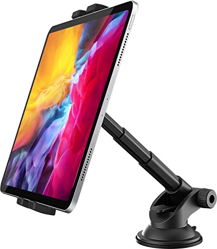 woleyi Tablet Halterung Auto Armaturenbrett, KFZ Tablet Handyhalterung mit Saugnapf Teleskoprohr für iPad Pro 9.7, 10.5, 11 / Air Mini 5 4 3 2, Galaxy Tabs, iPhone Serie 4-11" Handys und Tablets von woleyi