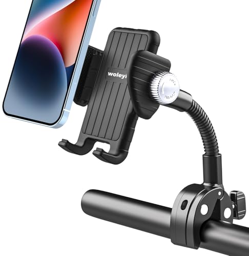 woleyi Kinderwagen Handyhalterung, Flexibler Lenker Handyhalter für Fahrrad Motorrad Crosstrainer Spinning Bike, Rohr Stange Klemme für iPhone 16 Pro Max, 15 14 13 Mini, Galaxy, Allen Handys von woleyi