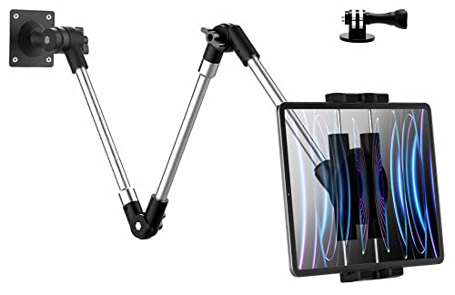 woleyi Langem Arm Tablet Wandhalterung Faltbarer, Multi Winkel Metall Wand Tablet Halterung schwenkbar mit 3-Stufen Aluminium Arm für iPad Pro Air Mini, Galaxy, Surface, Switch, iPhone, 4-12.9" von woleyi