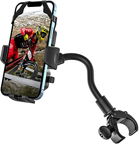 woleyi Schwanenhals-Fahrrad-Handyhalterung, Motorrad-Handyhalterung – Fahrradlenker-Handy-Clip für Elektro-Roller, Galaxy S10, mehr 4-7 Zoll Smartphones von woleyi