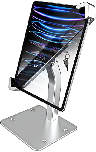 woleyi Tischhalterung Tablet Diebstahlsicherung, Kiosk Tablet Stand mit Schloss, Anti Diebstahl Desktop Tablet Halterung für iPad Pro 12.9/ Air, Surface, Galaxy Tabs (9-14 Zoll großes Tablet) von woleyi