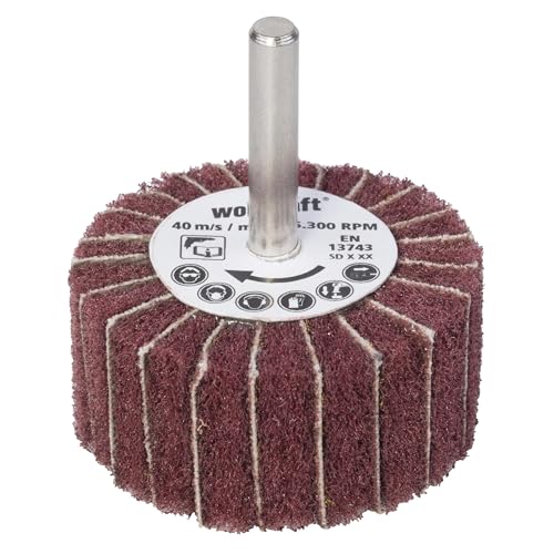 wolfcraft Vlies-Mop I 2032000 I Ø 50 mm I Körnung 150 I Fächerschleifer für Holz, Blech, Farbe I Rundschaft von wolfcraft
