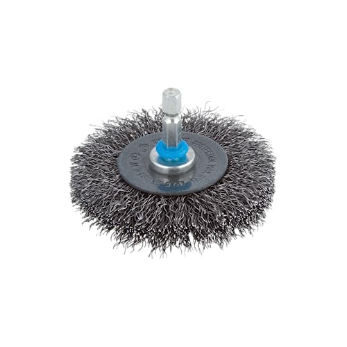 wolfcraft Stahldraht-Scheibenbürste ø75x10mm - 2100000 - Sechskant-Schaft - ideal zum Entrosten und Reinigen von wolfcraft