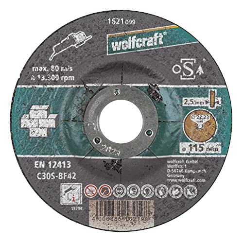 wolfcraft Trennscheibe für Stein, gekröpft ø 115 mm I 1621099 I Hohe Schnittleistung und Lange Standzeit wolfcraft Trennscheibe für Stein, gekröpft ø 115 mm I 1621099 I Hohe Schnittleistung und Lange Standzeit von wolfcraft