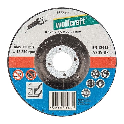 wolfcraft 1 Trennscheibe für Metall gekröpft Ø 125 x 2,5 x 22,2 mm von wolfcraft