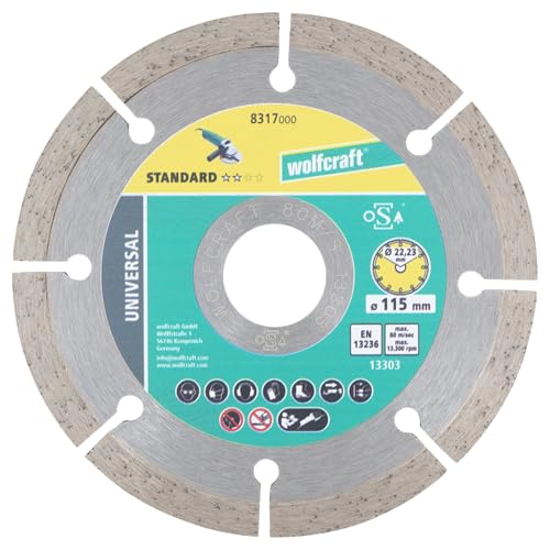 wolfcraft Diamant-Trennscheibe SOLID UNIVERSAL I 8317000 I Universell einsetzbar – ideal für Mauerwerk und Baumaterialien I Ø 115mm I 7mm wolfcraft Diamant-Trennscheibe SOLID UNIVERSAL I 8317000 I Universell einsetzbar – ideal für Mauerwerk und Baumaterialien I Ø 115mm I 7mm von wolfcraft