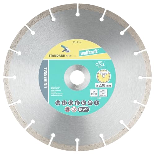 wolfcraft Diamant-Trennscheibe SOLID UNIVERSAL I 8319000 I Universell einsetzbar – ideal für Mauerwerk und Baumaterialien I Ø 230mm I 7mm wolfcraft Diamant-Trennscheibe SOLID UNIVERSAL I 8319000 I Universell einsetzbar – ideal für Mauerwerk und Baumaterialien I Ø 230mm I 7mm von wolfcraft