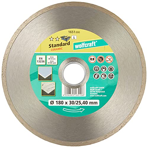 wolfcraft Diamant-Trennscheibe Standard Ceramic Ø 180 I 1651000 I mm für Stationärmaschinen I Fliesen und Feinsteinzeug I saubere Schnitte I gesintert wolfcraft Diamant-Trennscheibe Standard Ceramic Ø 180 I 1651000 I mm für Stationärmaschinen I Fliesen und Feinsteinzeug I saubere Schnitte I gesintert von wolfcraft