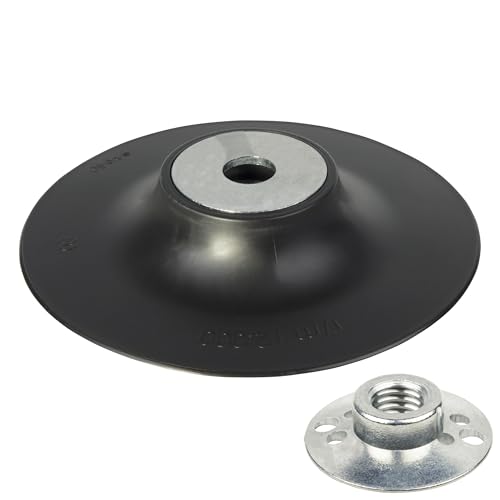 wolfcraft Schleifteller für Winkelschleifer Ø125 mm - 2454000 - mit M14 Flanschmutter - ISO 15636 kompatibel - zum Schleifen und Polieren von wolfcraft