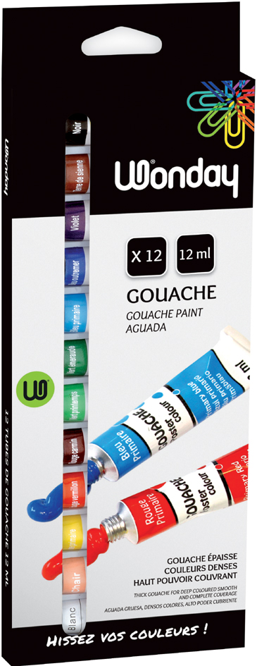 Wonday Gouachefarbe 12 ml, farbig sortiert, 12er Etui von wonday