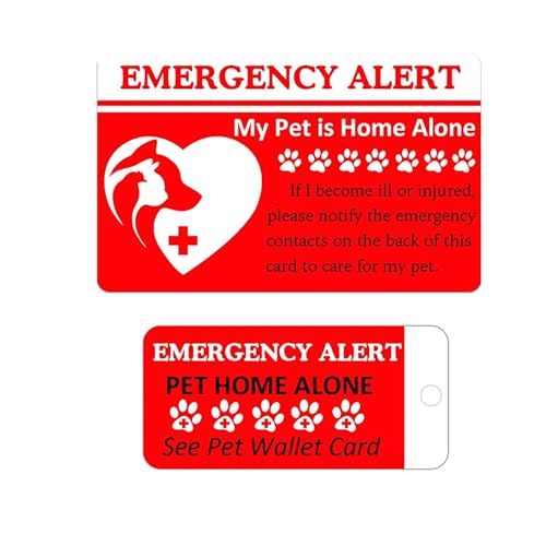 Dogs & Cats are Home Alone Notfallkarte und Schlüsselanhänger mit Notfallkontakt-Anrufkarte, 2 Stück Haustier-Notfallkontakt-Karte (Hundekarte) von wootile