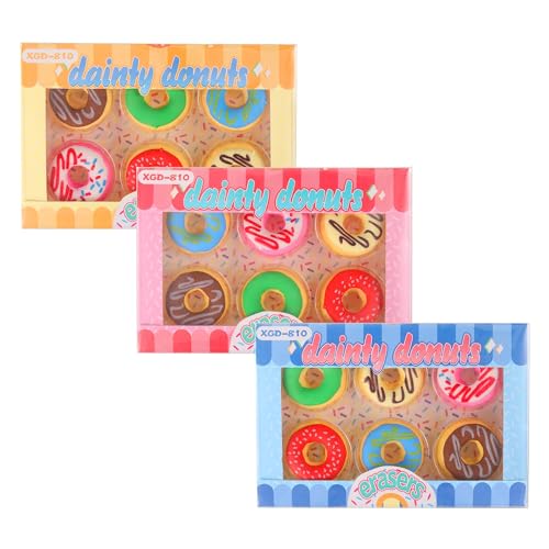 18Pcs Kreatives Radiergummi Neuheit Radiergummi Krapfen Schön Donut Radierer Lustig Süssigkeiten Farben Kawaii Radiergummi für Studenten Schule Bürobedarf Schreibwaren Geburtstagsgeschenk von worahroe