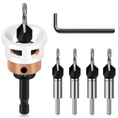 6 tlg Kegelsenker-Bohrer-Set, Senker Bohrer Set für Holzbearbeitung senkbohrer mit 1/4" Hex Schaft, Vorbohrer aus HSS-M2, Bohrsenker mit Tiefenanschlag, Spiralbohrer Holzbohrer mit Senker 6 tlg Kegelsenker-Bohrer-Set, Senker Bohrer Set für Holzbearbeitung senkbohrer mit 1/4" Hex Schaft, Vorbohrer aus HSS-M2, Bohrsenker mit Tiefenanschlag, Spiralbohrer Holzbohrer mit Senker von worahroe