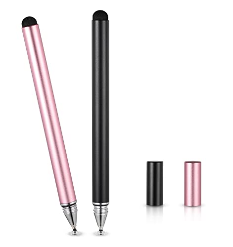 Tablet-Stift, 2-in-1-Touchscreen-Stift, empfindlicher Bleistift, Eingabestift, Touch-Stift, kompatibel mit Allen Android-iOS-Tablets, Touchscreen-Smartphones, 2 Stück (schwarz, rosa) von worahroe