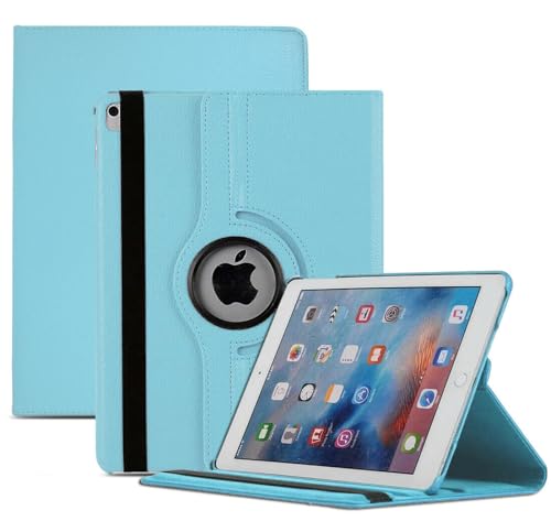 World Biz Schutzhülle für iPad (Brieftaschen-Hülle), stoßfest, PU-Leder im Book-Stil, 360 ° drehbar, mit Klapp-Ständerfunktion. blau hellblau Apple iPad Air 2 von world biz