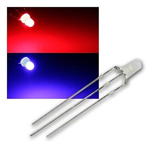 world-trading-net - 10 LED 3mm diffus Rot/Blau 2-farbig, 3-Pin, Leuchtdiode, bedrahtet, Diode Leuchtend, als Bauteil von world-trading-net