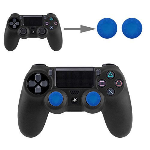 Controller Aufsätze Thumbsticks Analog Stick Kappen Silikon Schutzkappen Control Sticks für DualShock Gamepad Sony Playstation PS4 Pro, PS4, PS3, PS2, Xbox One X, Xbox 360, Nintendo Switch in Blau von wortek