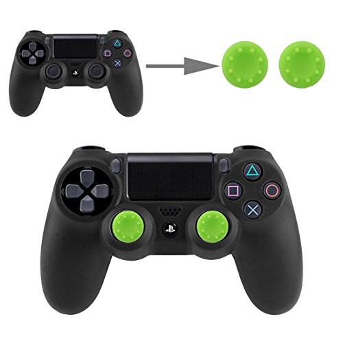 Controller Aufsätze Thumbsticks Analog Stick Kappen Silikon Schutzkappen Control Sticks für DualShock Gamepad Sony Playstation PS4 Pro, PS4, PS3, PS2, Xbox One X, Xbox 360, Nintendo Switch in Grün von wortek