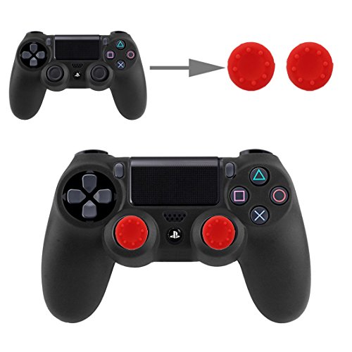 Controller Aufsätze Thumbsticks Analog Stick Kappen Silikon Schutzkappen Control Sticks für DualShock Gamepad Sony Playstation PS4 Pro, PS4, PS3, PS2, Xbox One X, Xbox 360, Nintendo Switch in Rot von wortek