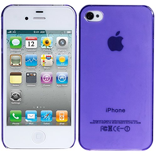 wortek® Schutzhülle Apple iPhone 4 / 4S Crystal Case Transparent/Lila (Harte Rückseite) von wortek