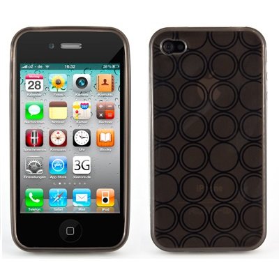 wortek® Silikon TPU Case Retro Kreis Muster Muster Apple iPhone 4 / iPhone 4S Schwarz von wortek