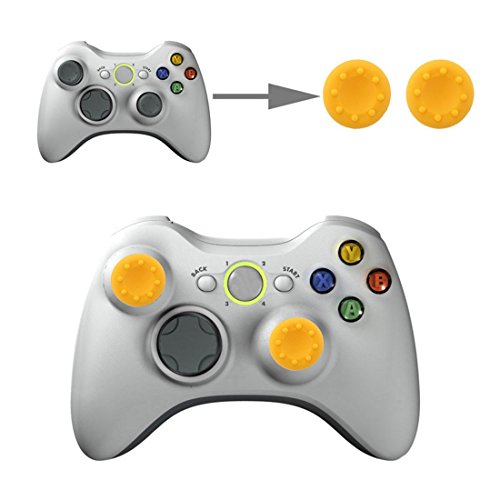 wortek Controller Aufsätze Thumb Grip Control Stick Set Kappe Silikon PS2, PS3, PS4, PS5, Xbox, Xbox 360, Xbox One, Xbox Series X, Nintendo Switch Gelb von wortek