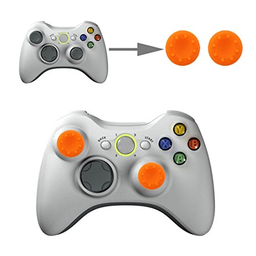 wortek Controller Aufsätze Thumb Grip Control Stick Set Kappe Silikon PS2, PS3, PS4, PS5, Xbox, Xbox 360, Xbox One, Xbox Series X, Nintendo Switch Orange von wortek