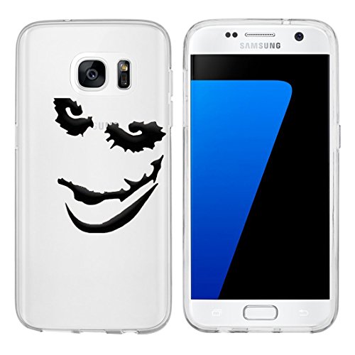 wortek Designer TPU Silikon - Case Schutzhülle Transparent mit Logo Motiv für Samsung Galaxy S7 (Joker) von wortek