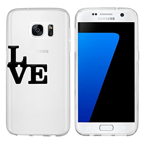 wortek Designer TPU Silikon - Case Schutzhülle Transparent mit Logo Motiv für Samsung Galaxy S7 (Love) von wortek