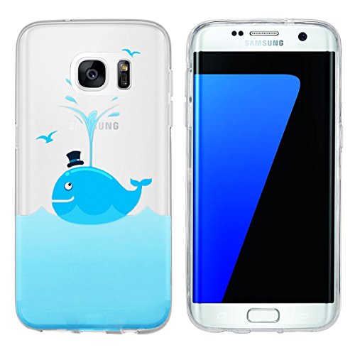 wortek Designer TPU Silikon - Case Schutzhülle Transparent mit Logo Motiv für Samsung Galaxy S7 Edge (Wal) von wortek