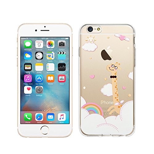 wortek Designer TPU Silikon - Case Schutzhülle Transparent mit Logo Motiv kompatibel mit Apple iPhone 6 / 6S (Giraffe) von wortek