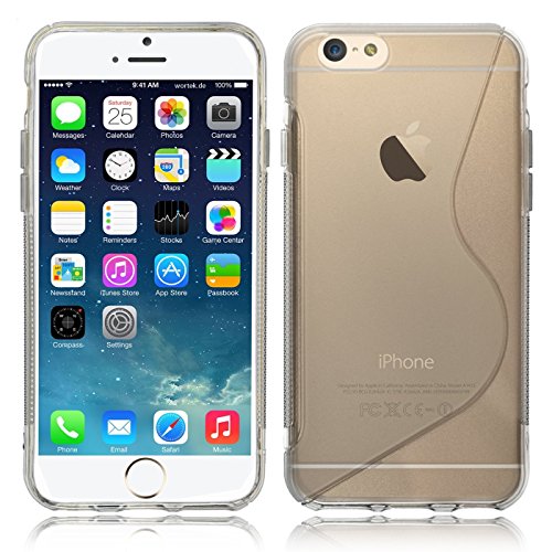 wortek Handyhülle, kompatibel mit Apple iPhone 6S, TPU Silikon Case Schutz Hülle S-Line Transparent von wortek
