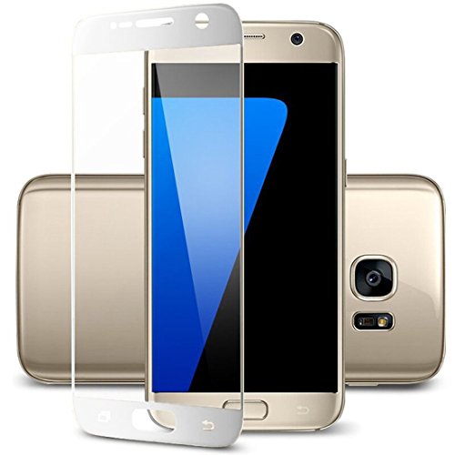wortek Panzerglas, kompatibel mit Samsung Galaxy S7, Panzerfolie komplettes Display Schutzfolie Durchsichtig gebogen 0,3mm Weiß von wortek