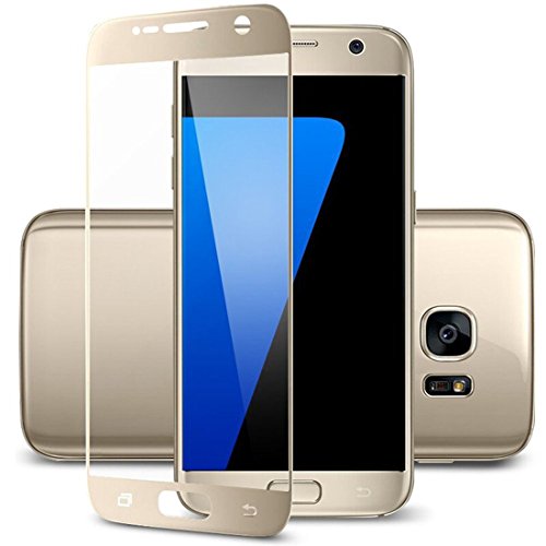 wortek Panzerglas Panzerfolie Samsung Galaxy S7 komplettes Display Schutz Folie Durchsichtig gebogen 0,3mm Gold von wortek