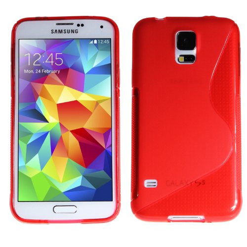 wortek Schutzhülle, kompatibel mit Samsung Galaxy S5 G900, Silikon TPU Case Rot von wortek