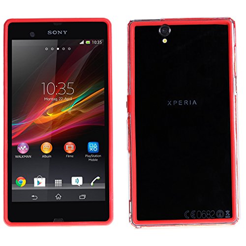 wortek Schutzhülle, kompatibel mit Sony Xperia Z Silikon TPU Bumper Rot von wortek