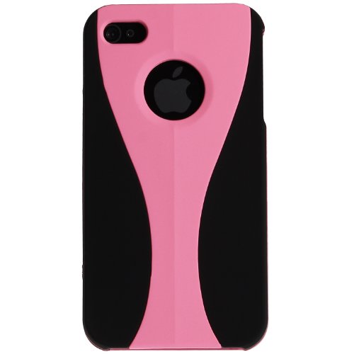 wortek Schutzhülle dreiteilig kompatibel für iPhone 4 / 4S Hülle Hardcase 3 Part in Schwarz Rosa von wortek