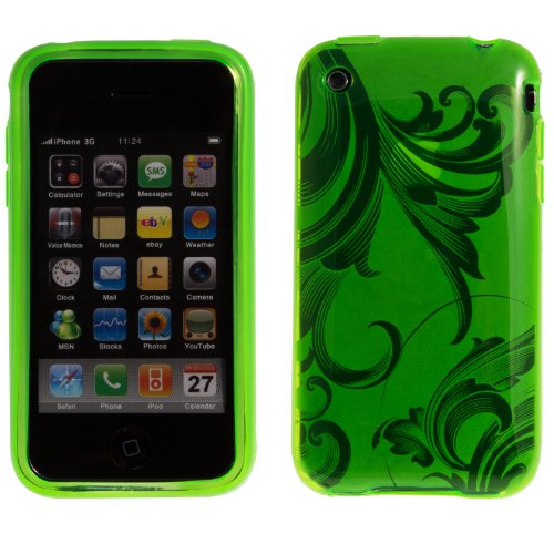 wortek Silikon TPU Schutzhülle Apple iPhone 3G / 3GS Ranke Muster Grün von wortek