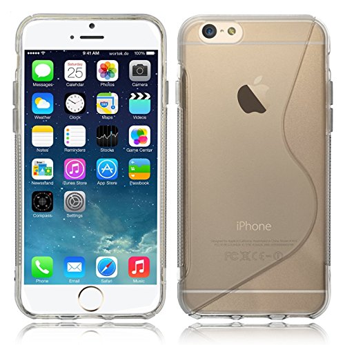 wortek TPU Silikon Handyhülle - Case für Apple iPhone 6S Plus Schutz Hülle S-Line Transparent (iPhone 6 Plus - 5,5 Zoll) von wortek