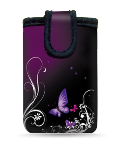 wortek Universal Designer Handy Smartphone Tasche aus Neopren für Diverse Smartphones bis zu 4,3" - Ranke Schmetterling Schwarz Lila wortek Universal Designer Handy Smartphone Tasche aus Neopren für Diverse Smartphones bis zu 4,3" - Ranke Schmetterling Schwarz Lila von wortek