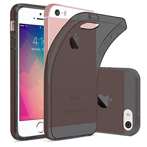 wortek iPhone 5 iPhone 5S iPhone SE Hülle Liquid Silikon Halb Transparent Ultra Dünn Schlank Bumper Handyhülle Premium Kratzfest TPU Schutzhülle Schwarz für iPhone 5/5S/SE Case von wortek