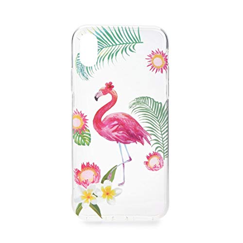 wortek iPhone X XS Hülle Silikon Transparent Schutzhülle Summer Edition mit Flamingo Motiv Kratzfest Liquid Crystal Clear Ultra Dünn TPU Soft Case stoßfester Bumper, Premium Handyhülle für iPhone X von wortek