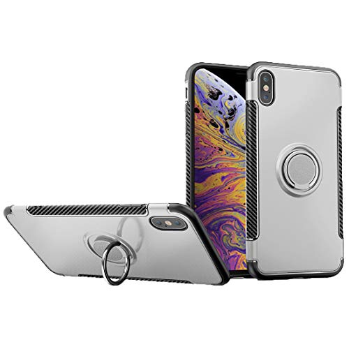 wortek kompatibel mit iPhone XS Max Hülle mit Ring TPU Silikon Case Handyhülle 360° drehbarer Fingerhalter für Einhandbedienung und Kickstand mit Magnet auf Backcover Silber wortek kompatibel mit iPhone XS Max Hülle mit Ring TPU Silikon Case Handyhülle 360° drehbarer Fingerhalter für Einhandbedienung und Kickstand mit Magnet auf Backcover Silber von wortek